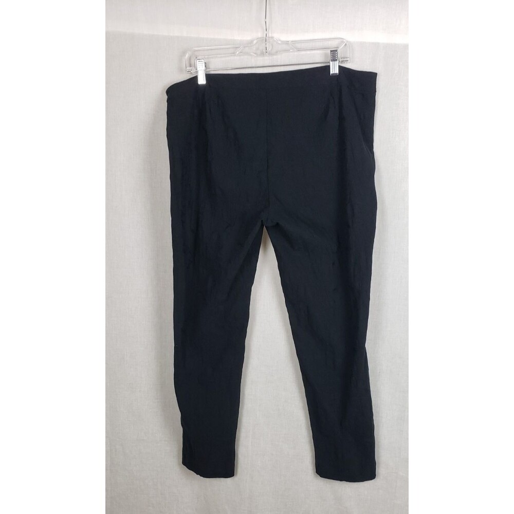 EILEEN FISHER Black Crepe Ankle Pants L Stretchy Casual Comfort Minimalist - Picture 2 of 5